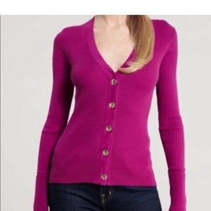 Tory Burch Simone Ribbed Cardigan EUC SZL